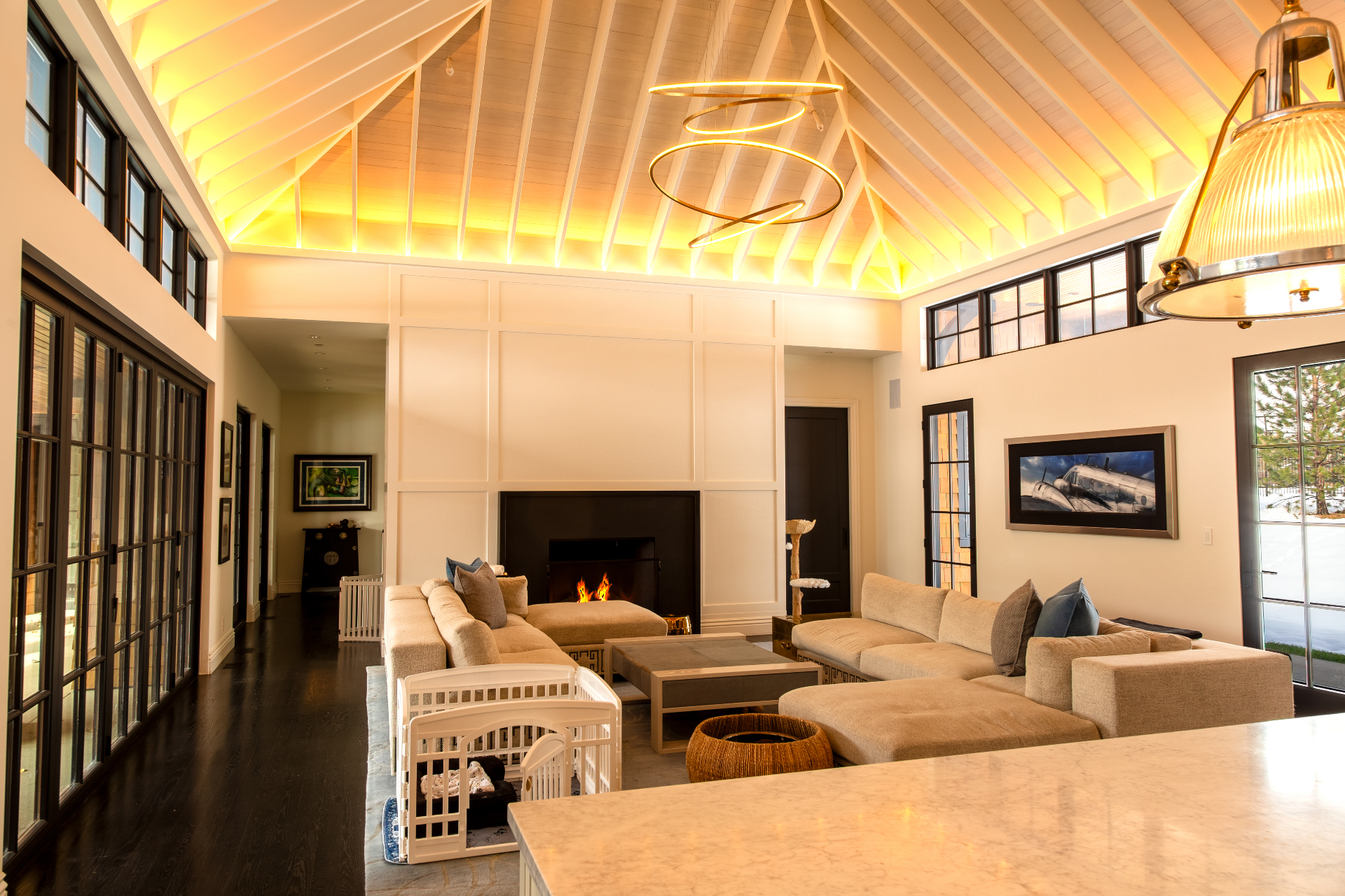Great room with indirect dimmable architectural ceiling lighting