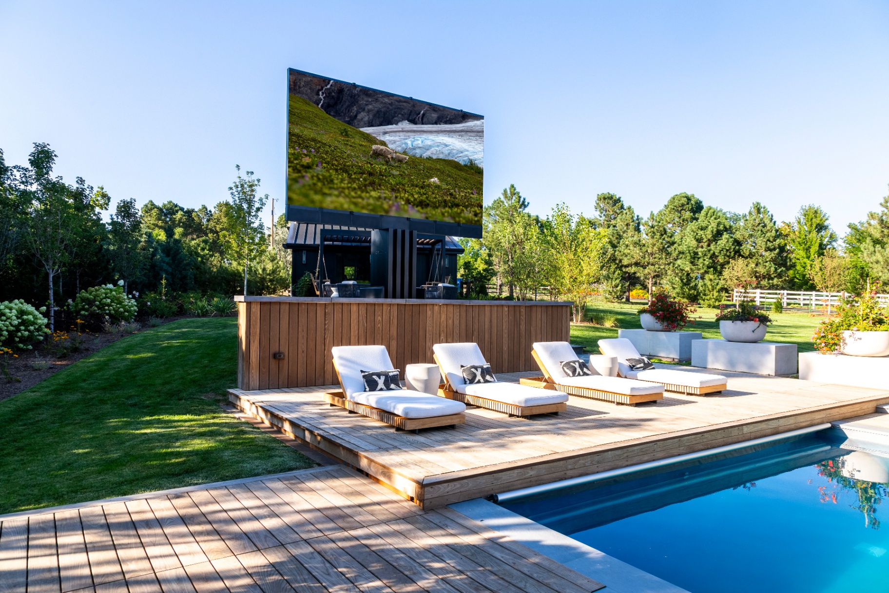 Samsung outdoor display on a Colorado patio